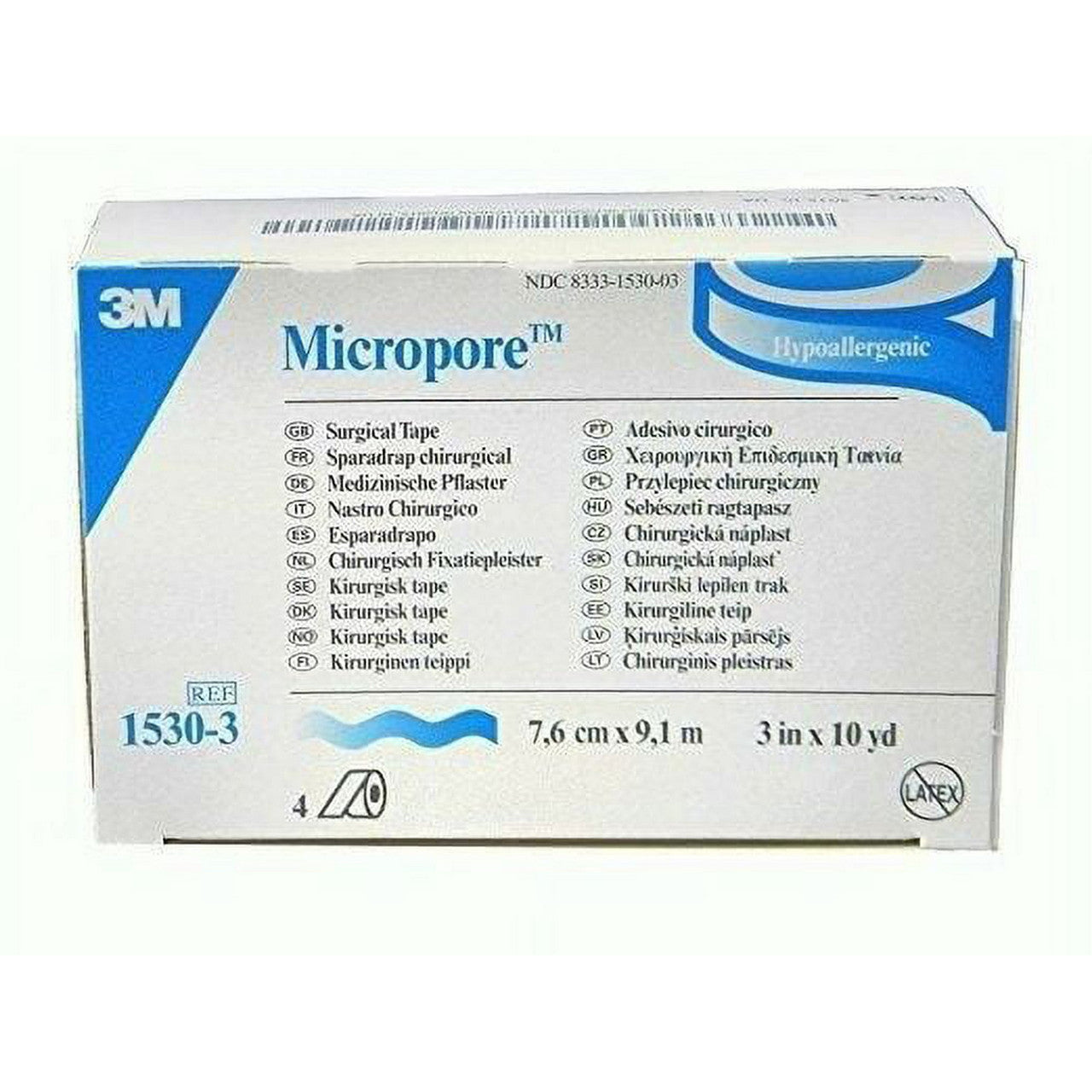 Micropore Surgical Tape White 3 Inches X 10 Yards - 4 Pieces